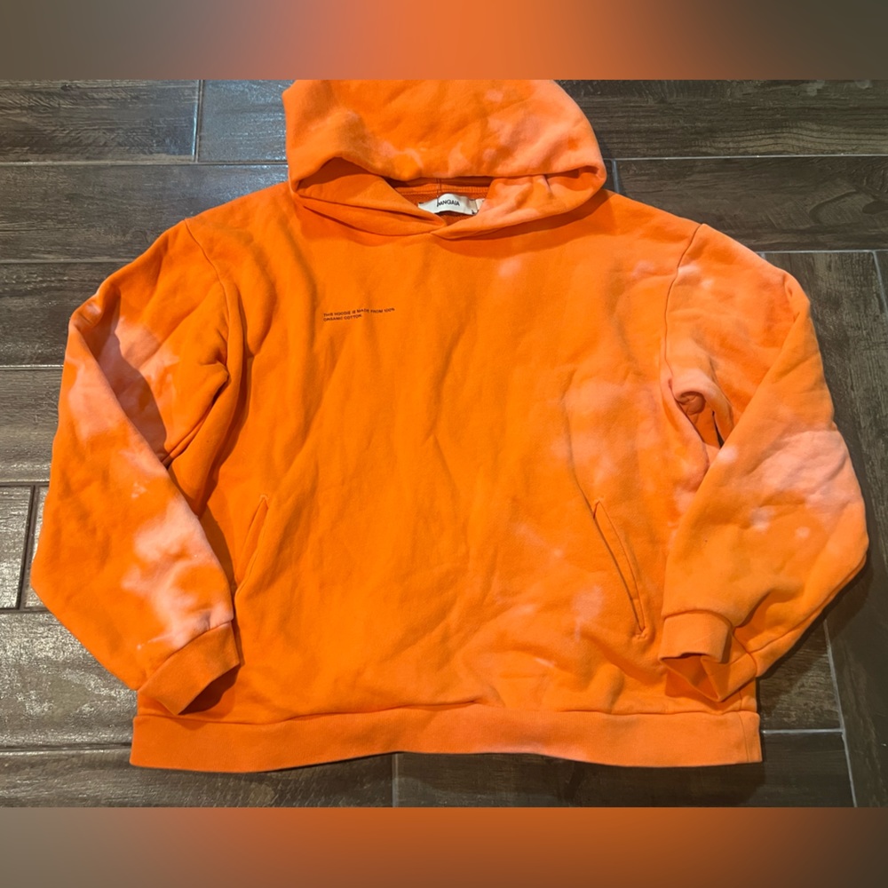 Pangaia Youth hoodie sweatshirt 100% organic cotton orange acid wash 12 year
